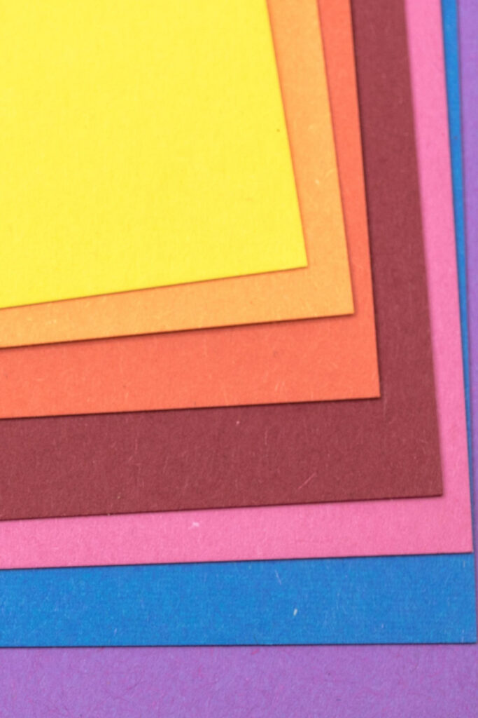 Colored sheets of paper.