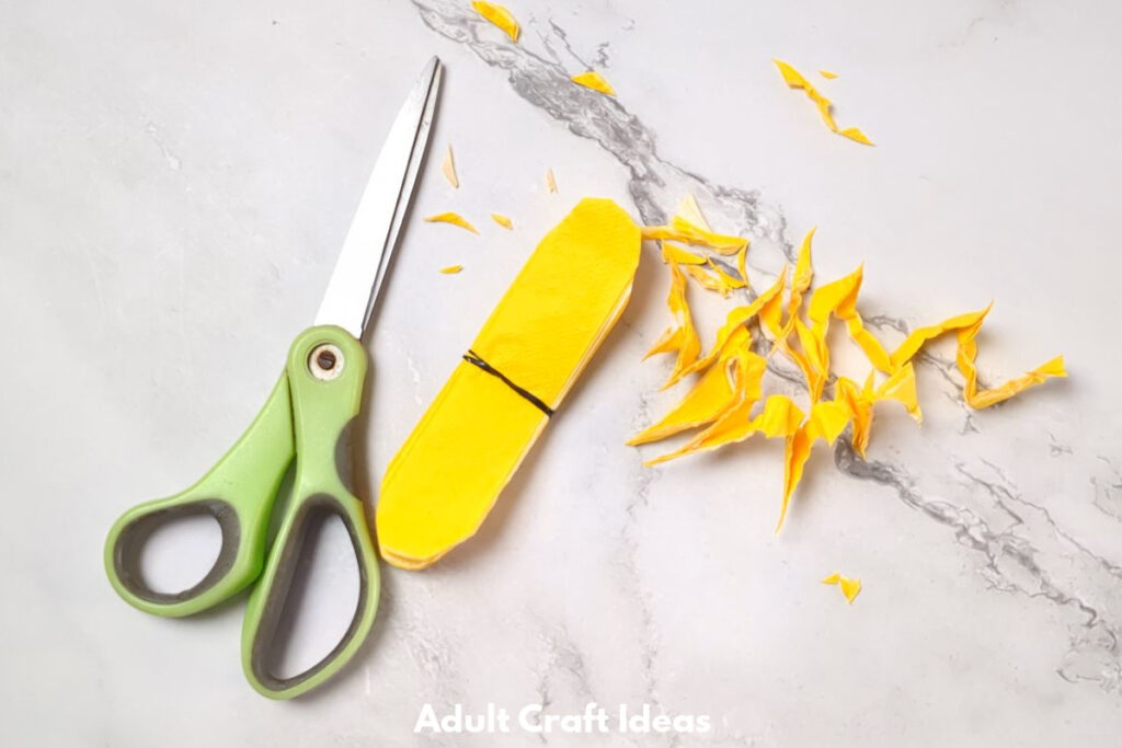 Folded paper with round cut ends.